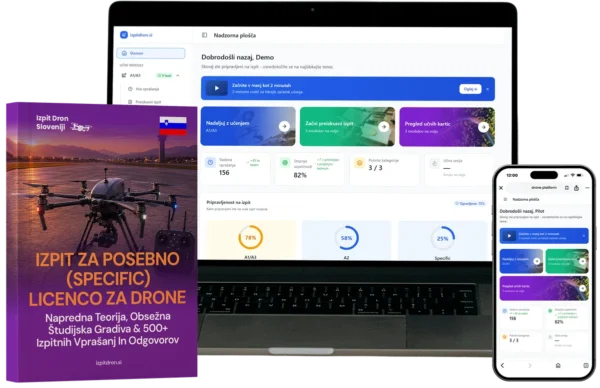 Posebna (Specific) Kategorija Dovoljenje za Dron Combo – Celoten Tečaj, Učno Gradivo & E-Learning Platforma